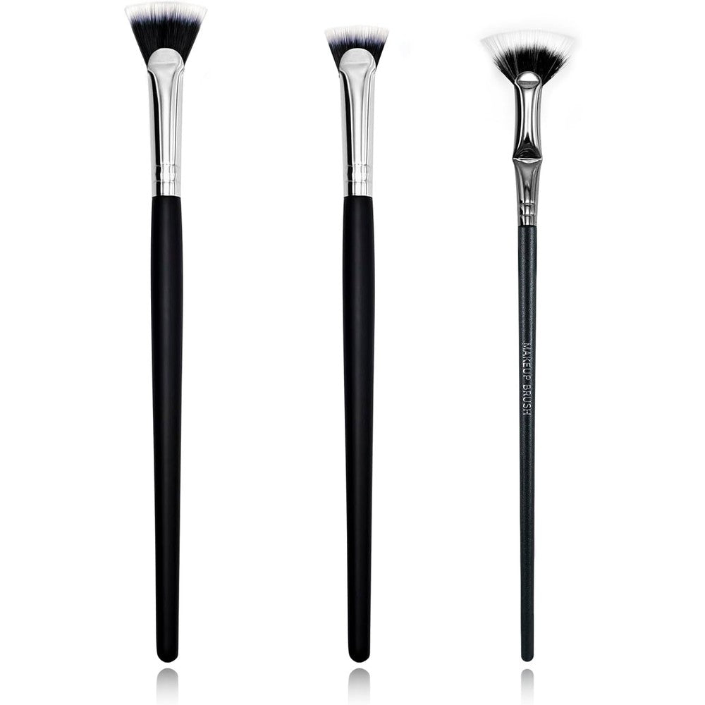 Zvrlampro Fan Mascara Brushes 3 piece set showing front view of the scalloped eyelash wands.