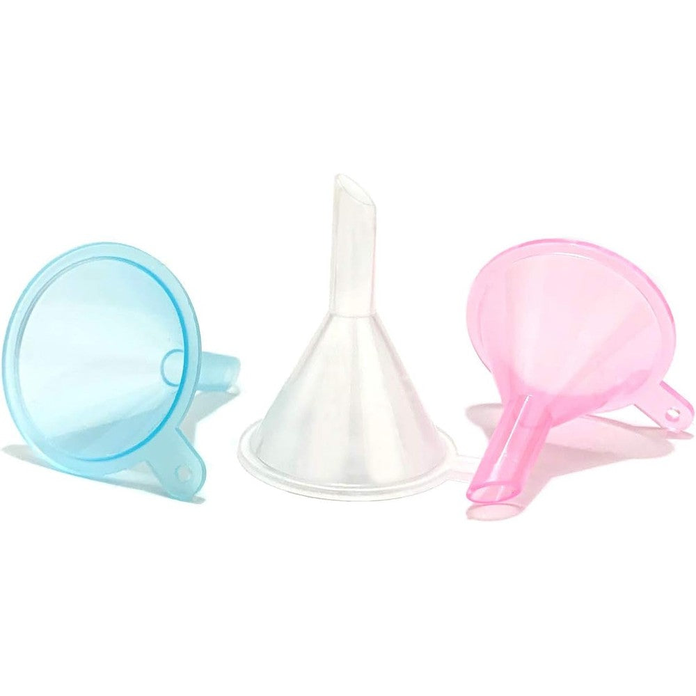 Avenoir refillable cosmetic containers funnels front view of three color pack