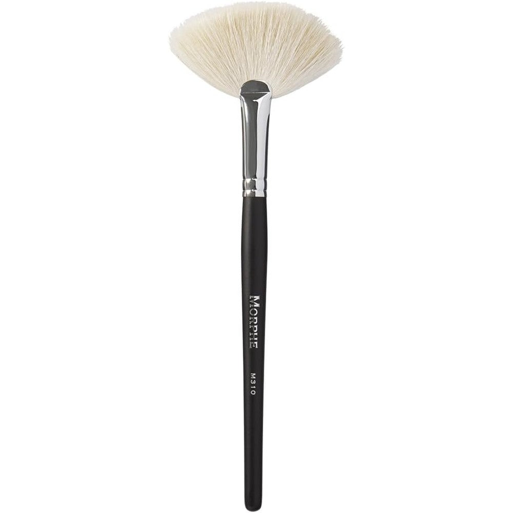 Morphe M310 Large Soft Fan Highlighter Brush front view showing natural bristles