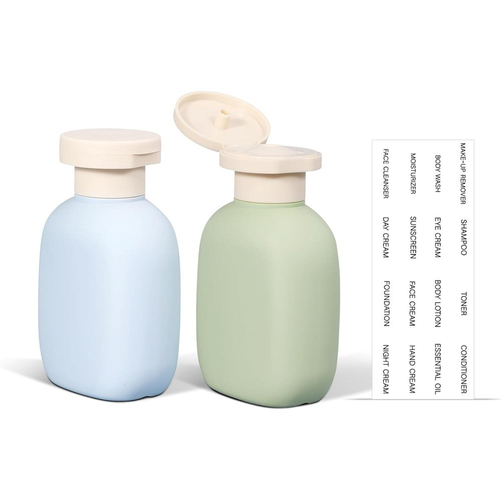 ASEVAT travel bottle set front view showcasing the compact squeeze container design.