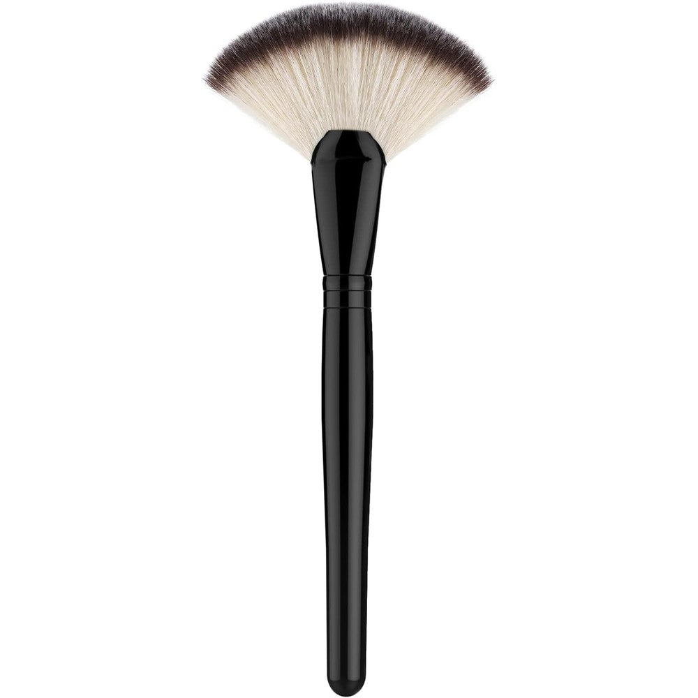 Luxspire Professional Fan Makeup Brush front view showing dense black synthetic bristles.