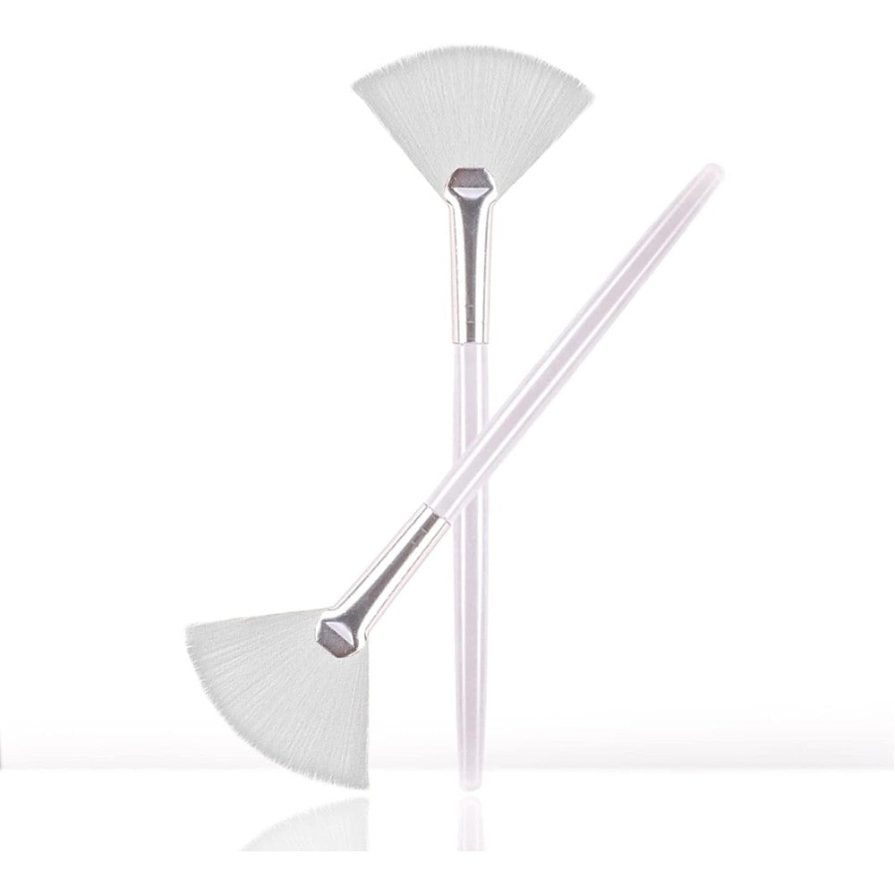 Soft 'N Style Taklon Fan Mask Brush front view showing two white skincare applicators.