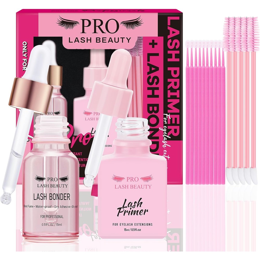 PRO LASHBEAUTY Lash Bonder and Primer Kit front view showing the two professional bottles