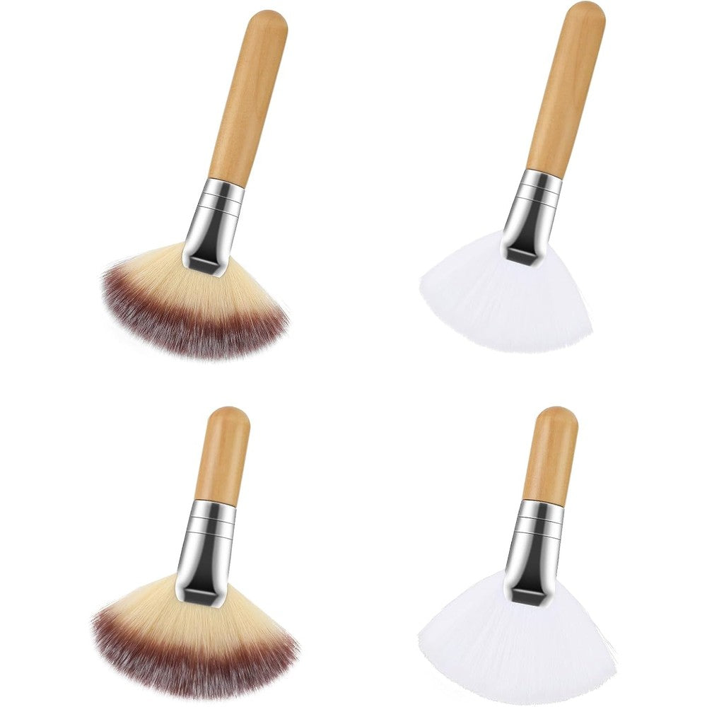 CHICHUMID Lusofie fluffy facial fan brushes front view showing four professional makeup tools