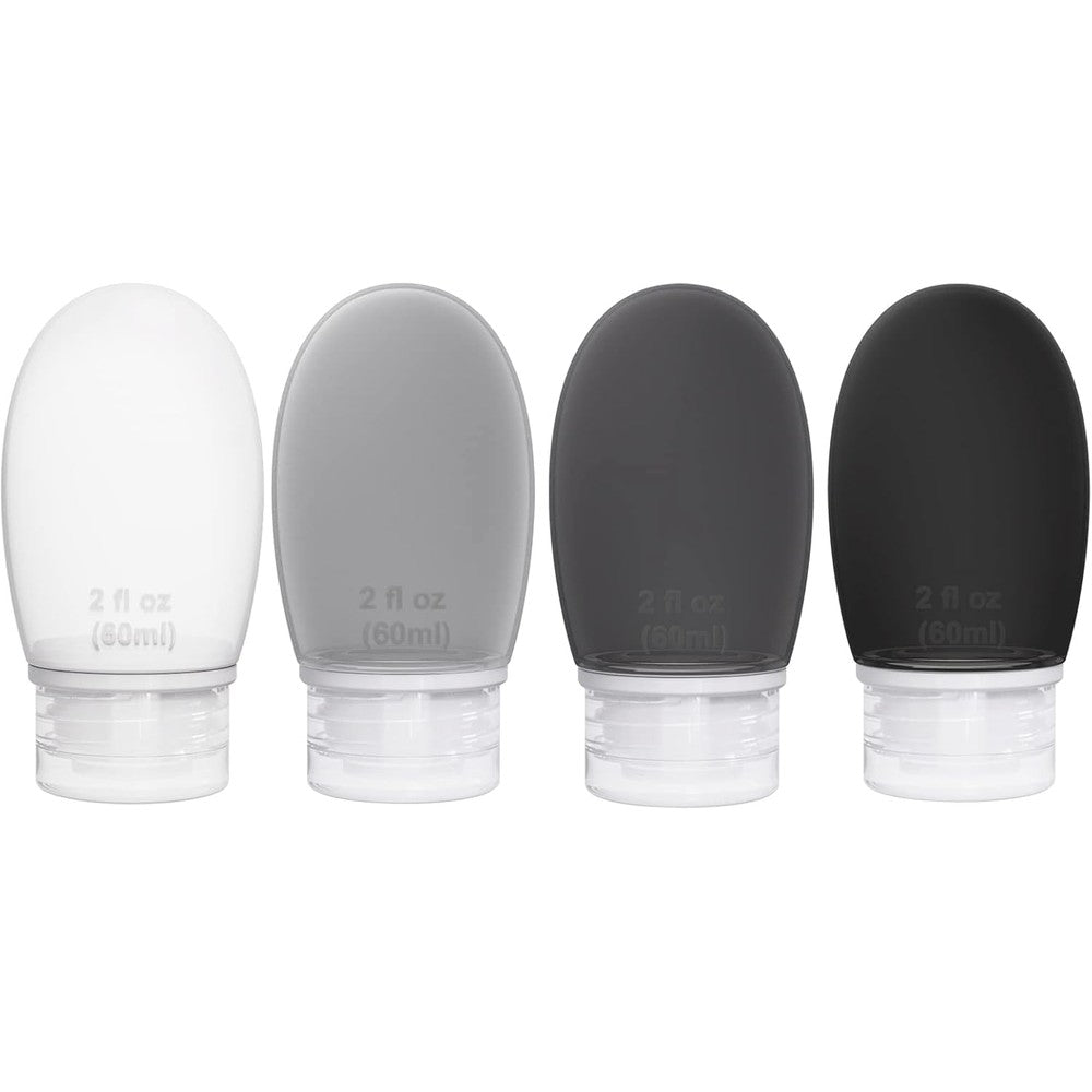 Imuviy silicone travel bottles pack of four front view for premium leak proof travel toiletries.