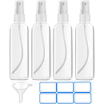DTDNZKN TSA Approved Travel Bottles four pack front view featuring four clear fine mist spray containers