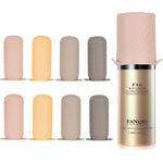 Mrsdry bottle covers for travel front view showing apricot silicone elastic sleeves stretched over a shampoo container