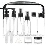 Cosywell travel size bottles for toiletries 13 pack front view showing clear containers in zippered bag