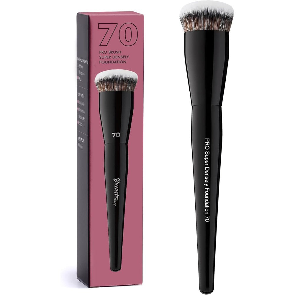 Bueart Design Professional Foundation Buffing Brush 70 front view showing dense flat top bristles for flawless makeup application.
