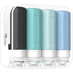 Redfly travel bottles for toiletries front view of four pack gray containers