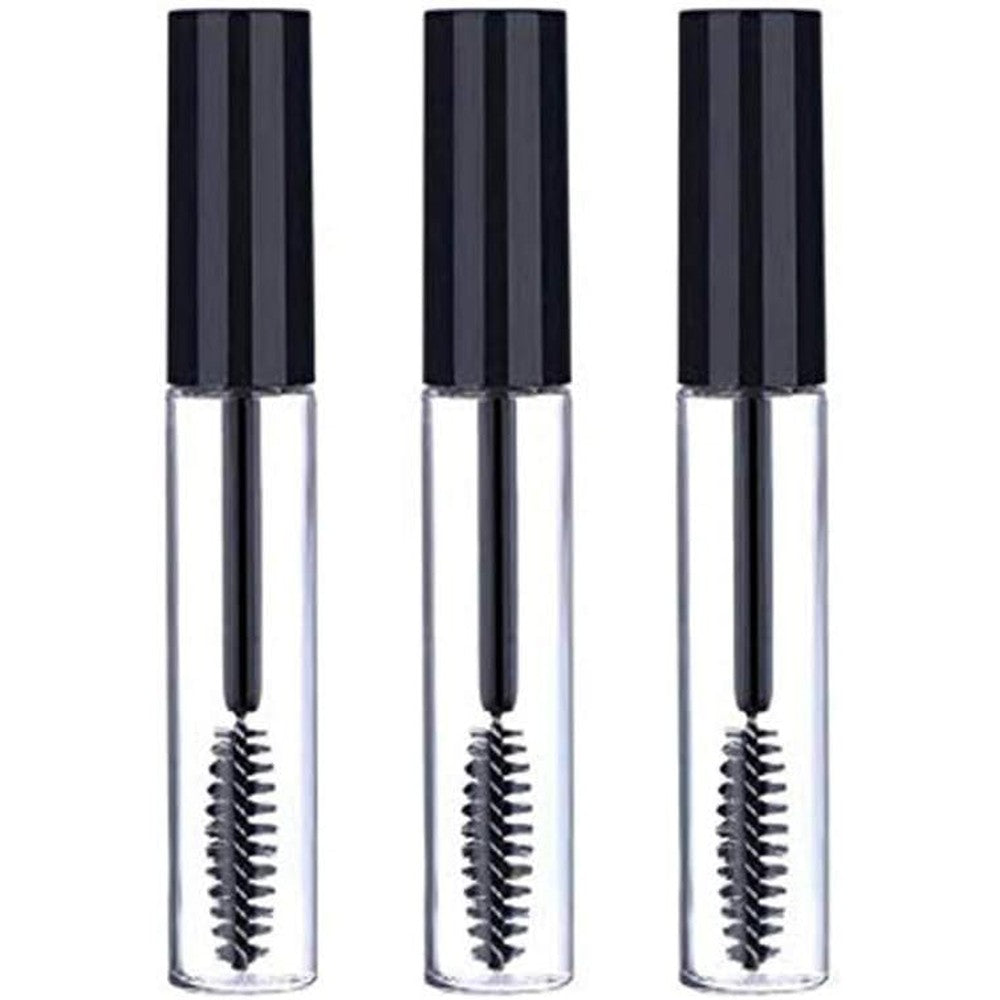 Sinen empty mascara tube wand front view clear cosmetic bottles with black caps