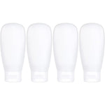 Craftisan TSA Approved Travel Bottles set front view showing four white squeezable containers with labels