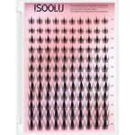 ISOOLU Fairy Lash Clusters Manga Individual Lashes Kit front view showing the mixed tray and bond and seal tools.