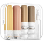 Mrsdry 16 Pack Travel Bottles Set front view showing multi-colored silicone containers inside a clear zip pouch