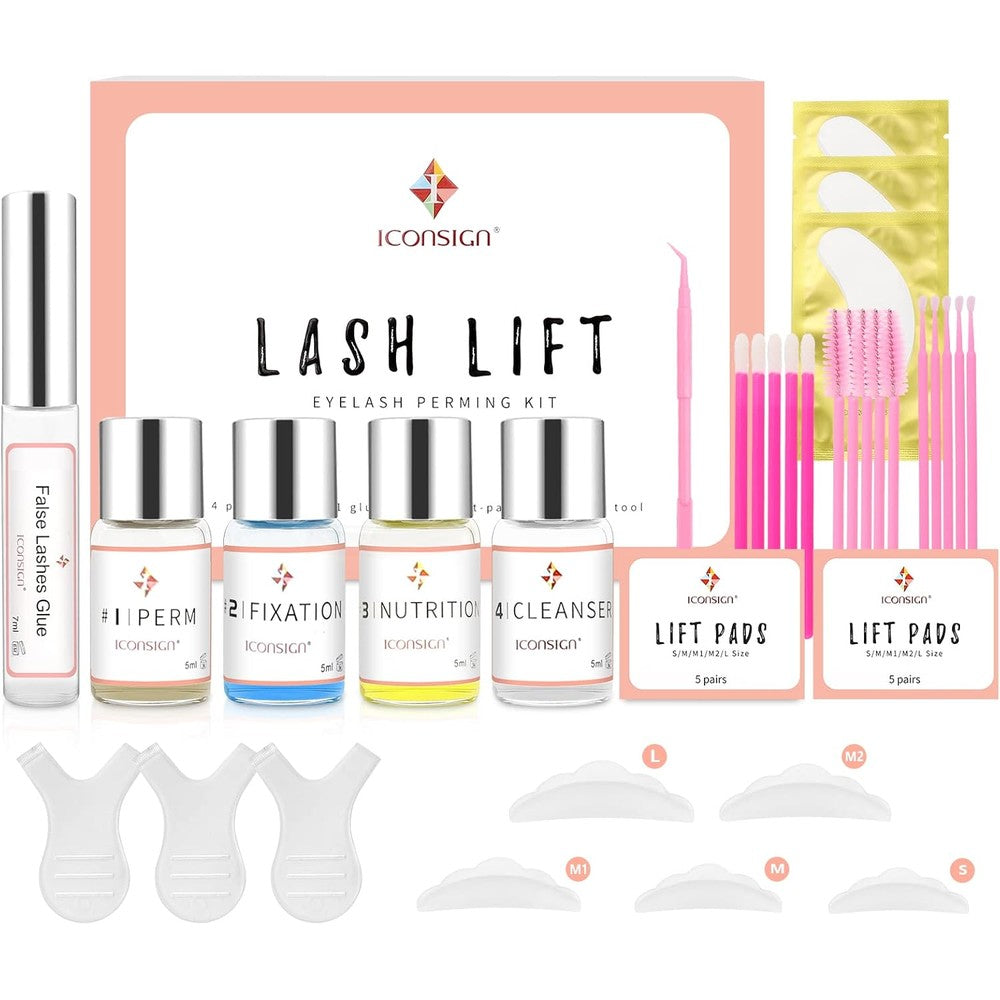 VASSOUL Professional Lash Lift Kit front view showing the complete eyelash perming lotions and upgraded glue packaging.