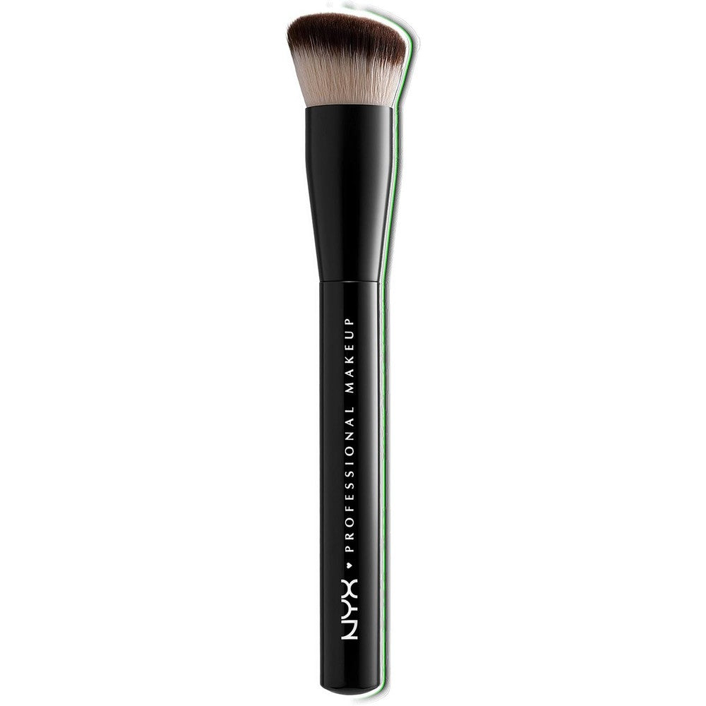 NYX Professional Makeup Cant Stop Wont Stop Foundation Brush front view showing angled bristles