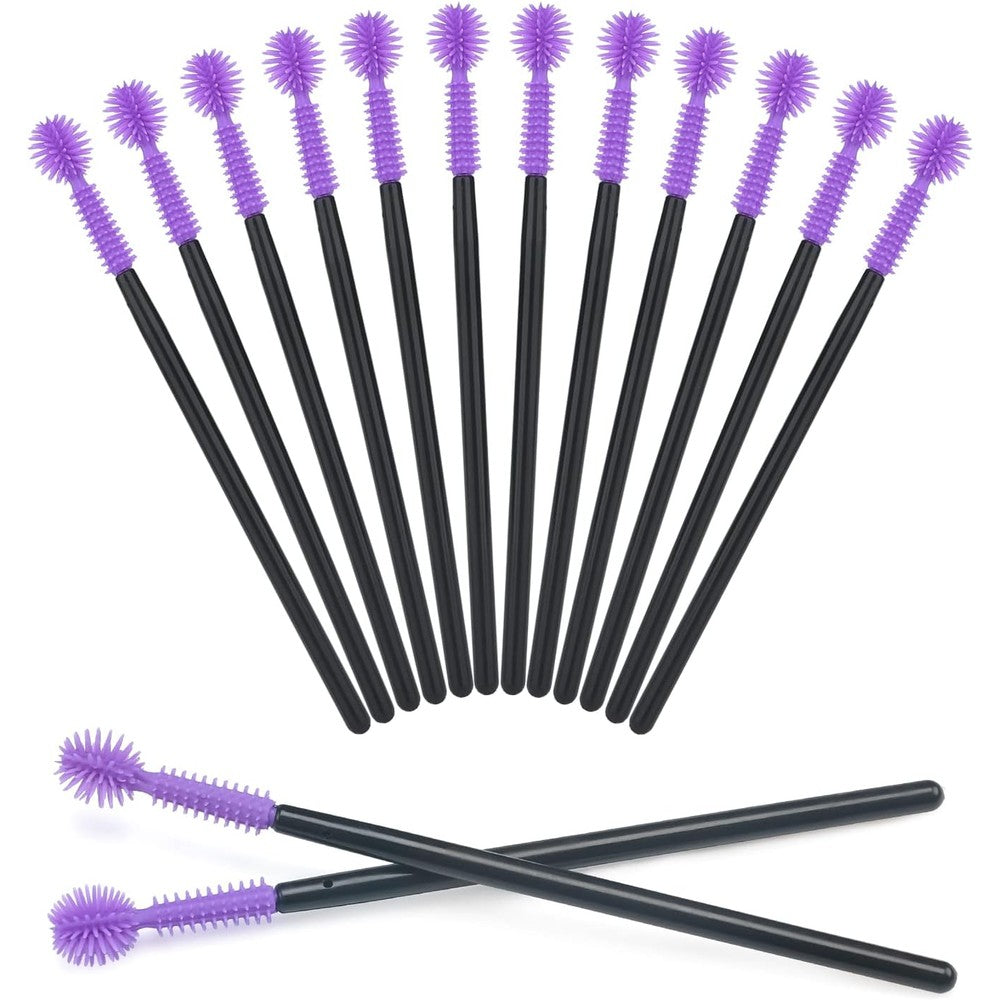 G2Plus 50 pieces silicone eyelash brushes purple front view