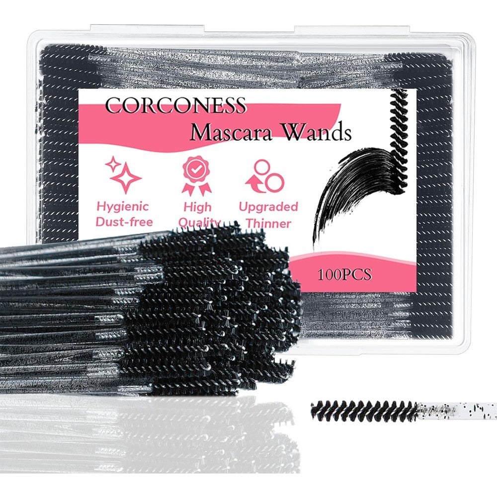 Corconess 100 piece disposable mini spoolies front view with storage case