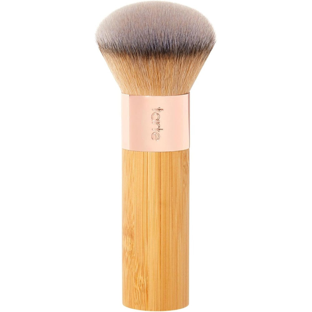 Tarte The Buffer Airbrush Finish Foundation Brush front view showing dense synthetic dome bristles and bamboo handle