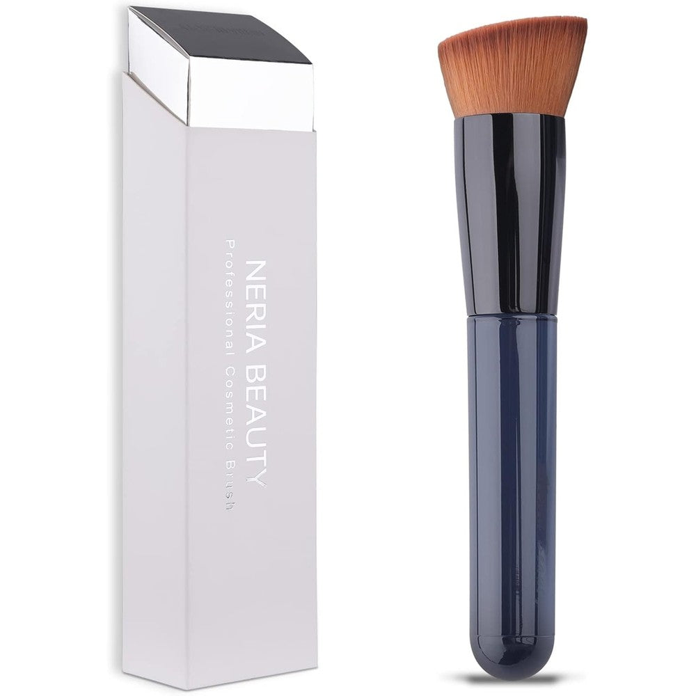 EVRCHGIEA flat top kabuki foundation brush front view showing dense synthetic bristles