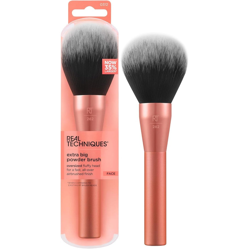 Real Techniques Extra Big Powder Brush front view showcasing the oversized fluffy head.