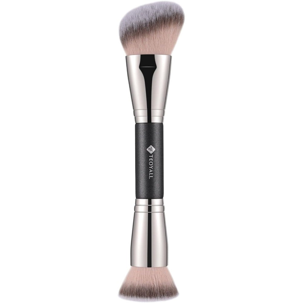 TEOYALL dual-ended foundation contour brush front view highlighting synthetic bristles.