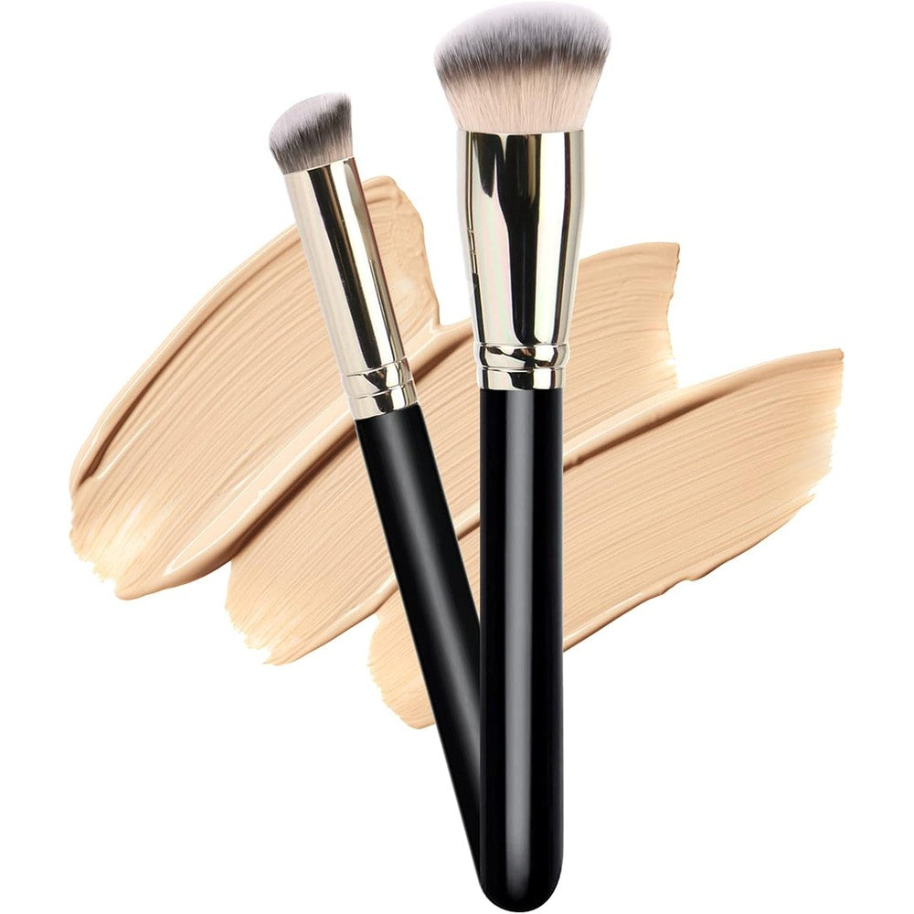 Dpolla Pro Foundation Brush and Flawless Concealer Brush set showcasing the soft synthetic bristles.