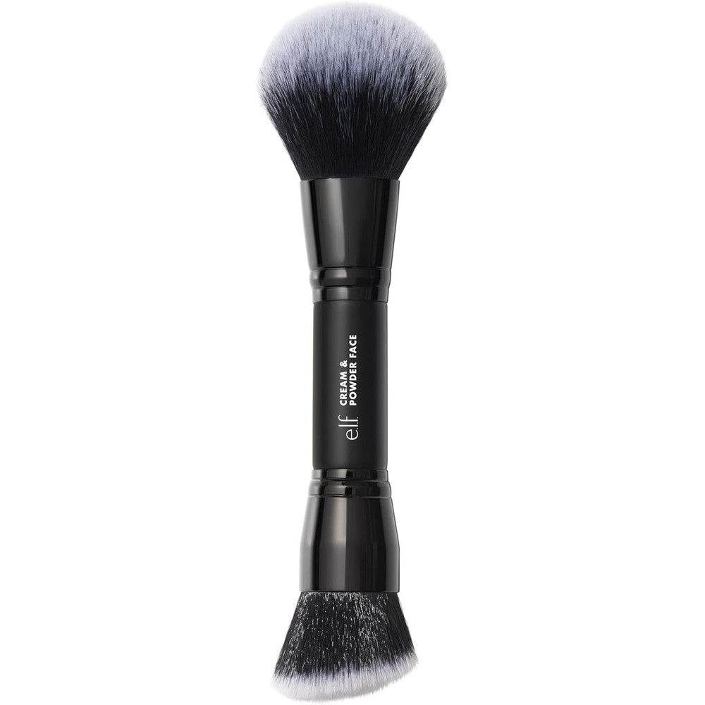 e.l.f. Dual-Ended Cream & Powder Brush featuring an angled buffing head and a fluffy setting end