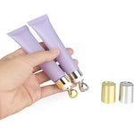 TEONEI 2 pack violet eye cream squeeze tubes with cooling zinc alloy roller & under eye cream for bags