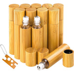 AUHOKY 12 pack 10ml bamboo roll on bottles for essential oils and perfume