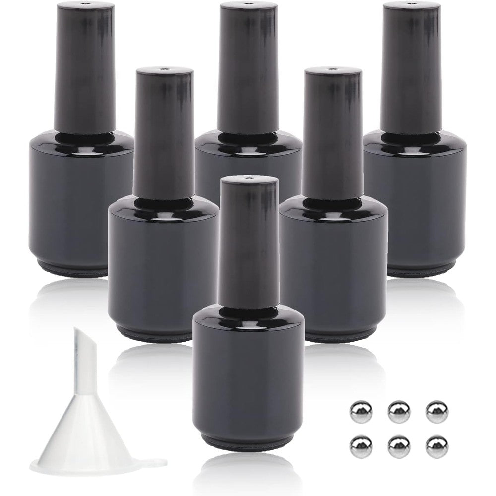 Agidea 6 pack empty gel nail polish bottles with brushes and mixing balls