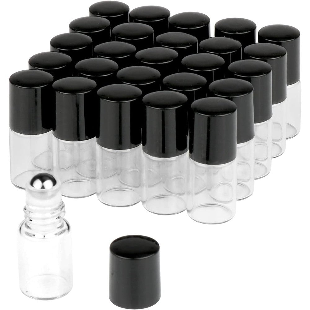 Wresty 25 pack clear glass mini roll on bottles for essential oils and perfume