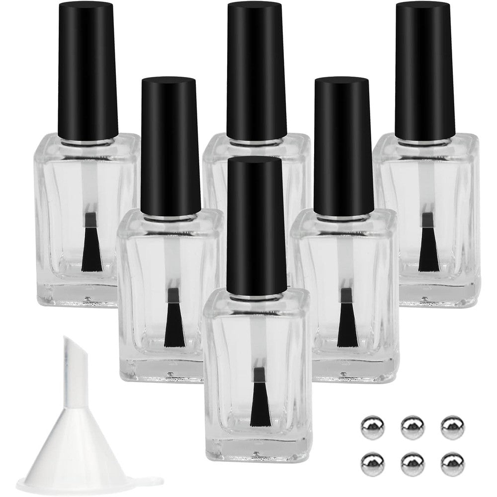 Agidea 6 pack empty nail polish bottles with brushes and mixing balls