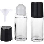 YSSZAM 2 pack 30ml clear glass roller bottles with black lids and funnel