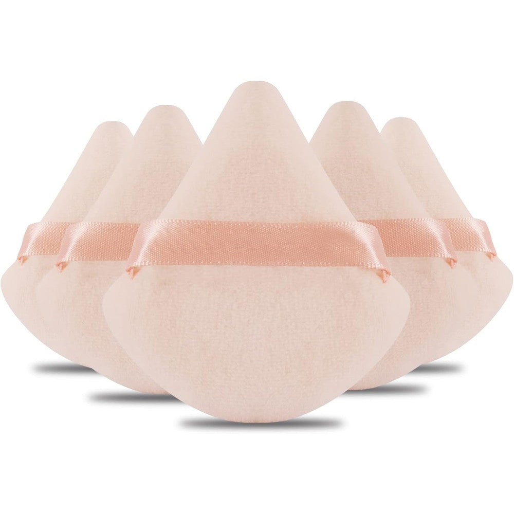 Daubigny Soft Triangle Powder Puff Set front view of nude velour cosmetic sponges.