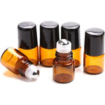 Furnido 25 pack amber glass roll on bottles with stainless steel balls