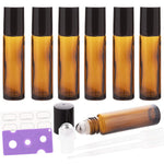 Zizemoja 6 pack amber glass roller bottles with stainless steel balls