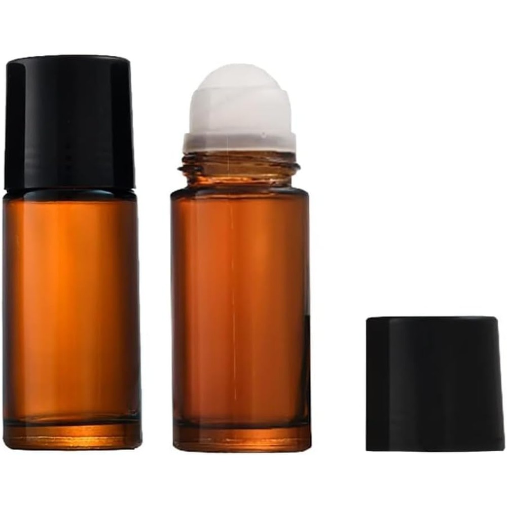 WsjiaboFux 2 pack 50ml brown glass roller bottles for essential oils and deodorant