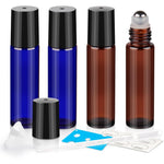 ZEJIA 4 pack 10ml glass roller bottles for essential oil and custom perfume
