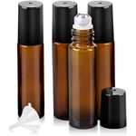 Worldgsb 4 Pack Essential Oil Roller Bottles front view showing amber glass design
