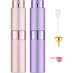 Tekson 8ml travel perfume atomizer in pink and purple aluminum finish