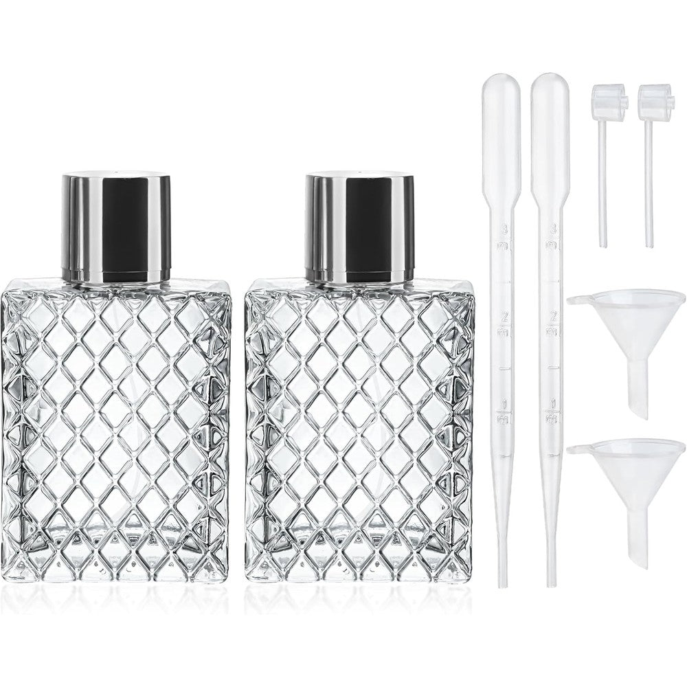 YU FENG 100ml refillable glass perfume bottles with grid square design & bottles for oils