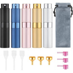 Tekson travel perfume atomizer set of five metallic refillable spray bottles
