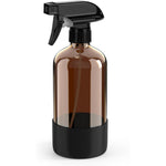 Bontip amber glass spray bottle with black silicone sleeve front view for homemade cleaning solutions