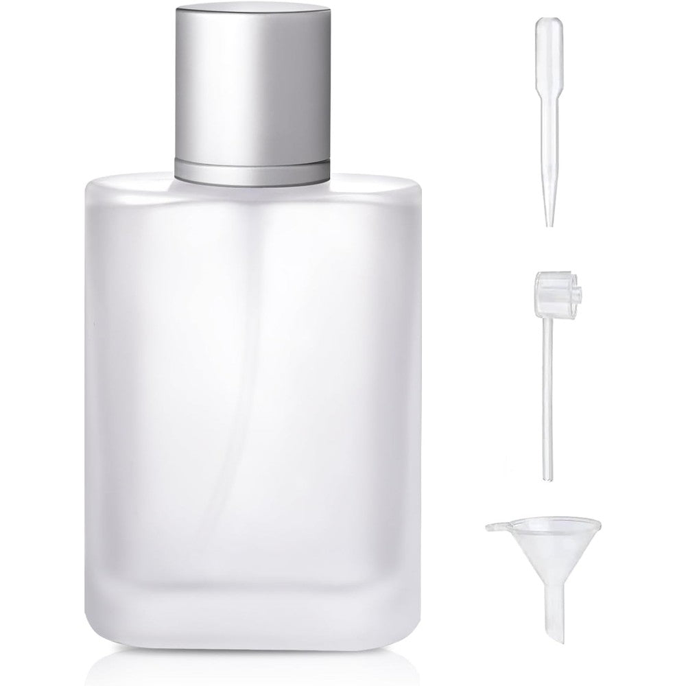 Yerpkefey 100ml frosted glass perfume spray bottle with silver fine mist atomizer