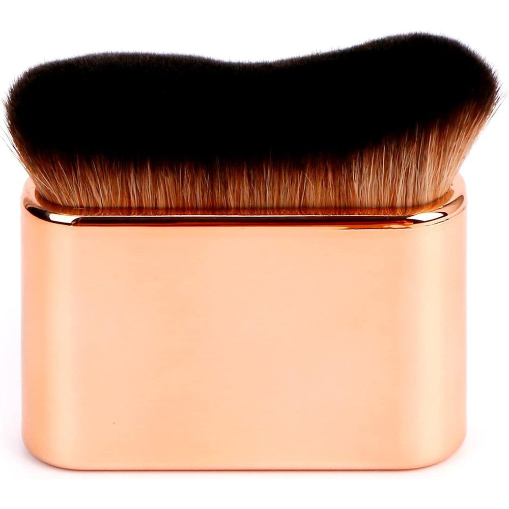 Yoseng Self Tan Brush front view showing rose gold handle and dense kabuki bristles