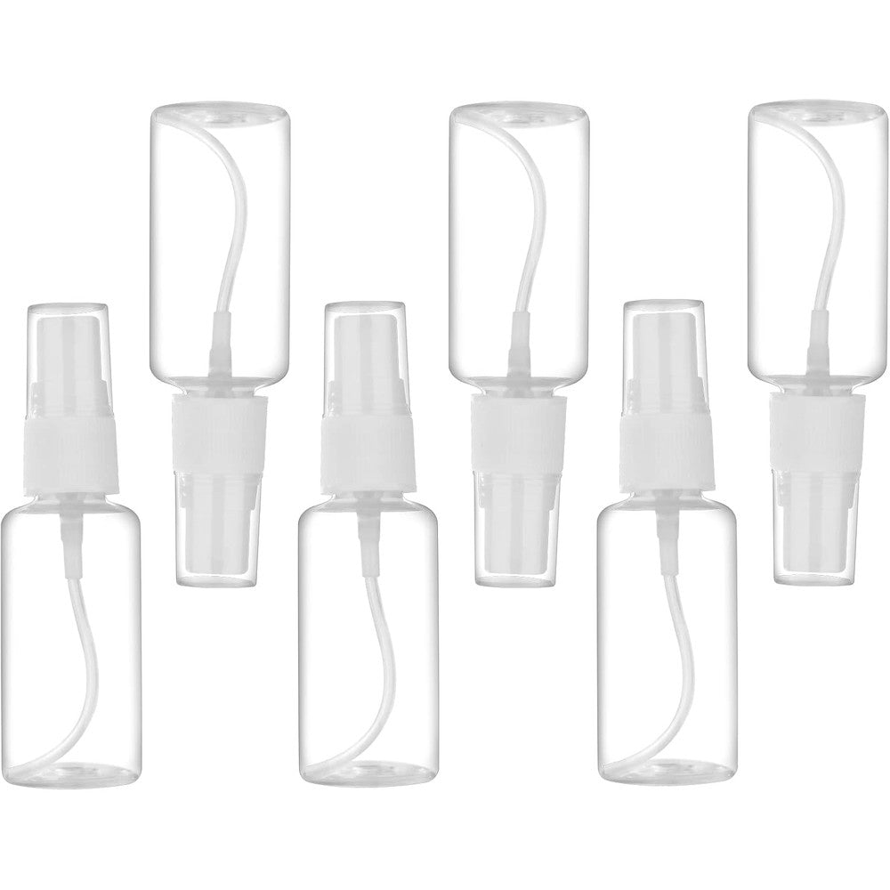 Exptolii 6 pack small plastic spray bottle set with transparent 30ml containers & water bottle for travel