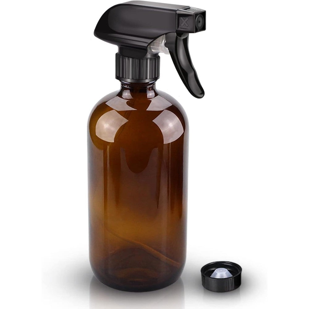 Wedama amber glass spray bottles 16 oz with black adjustable mist and stream trigger nozzle