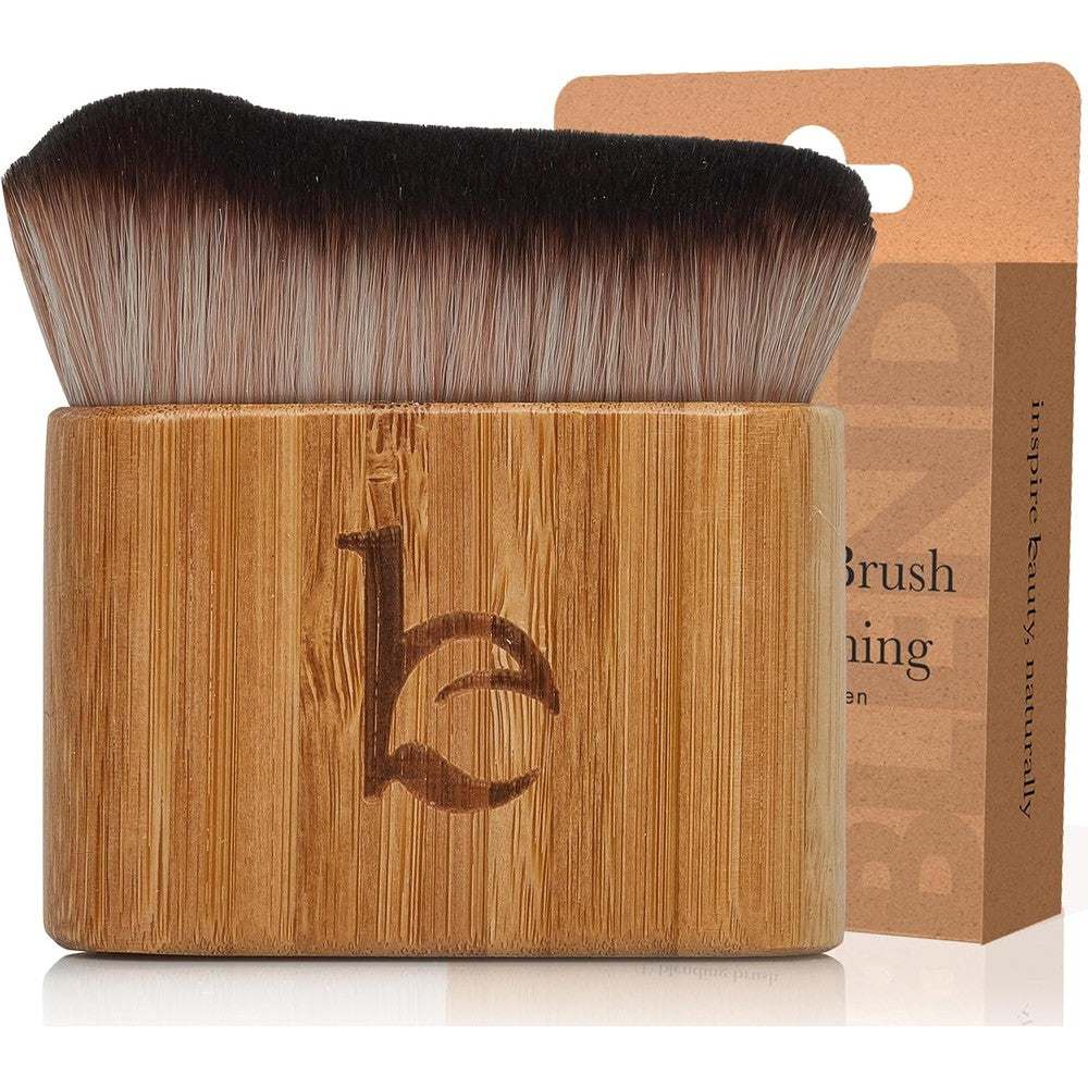Beauty by Earth Ultra Soft Self Tanner Brush front view showing dense vegan bristles and bamboo handle.