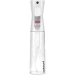 Cotouni continuous spray bottle front view showing clear glass body and sleek white trigger nozzle